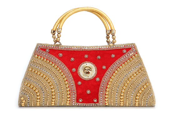 Women's Handicraft Silk Rajasthani Hand Bag , Red - Ritzie – Trendia